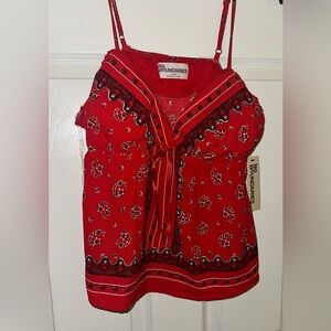 No Boundaries Vibrant Red Patterned Blouse